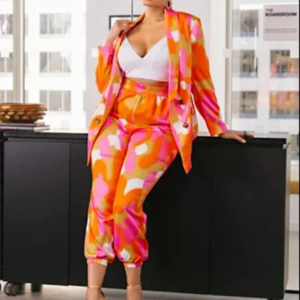 #6❤️ Brand new Fashion to Figure Sydney Watercolor Print Jogger Pants - Picture 4 of 4